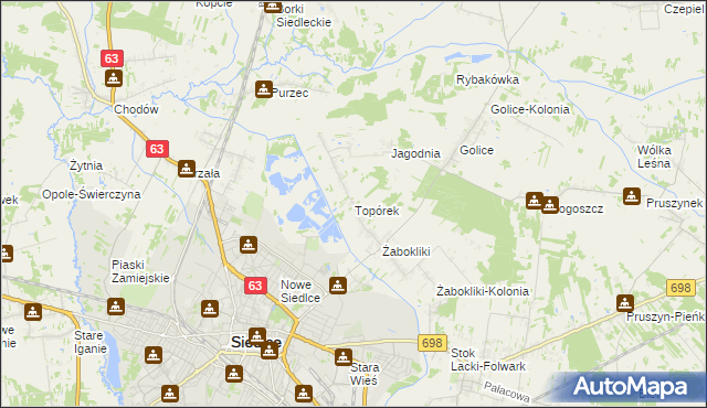 mapa Topórek, Topórek na mapie Targeo