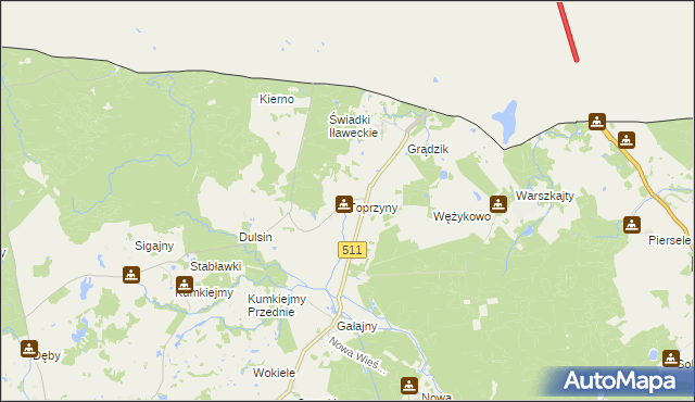 mapa Toprzyny, Toprzyny na mapie Targeo