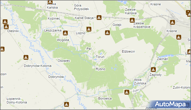 mapa Toruń gmina Rejowiec Fabryczny, Toruń gmina Rejowiec Fabryczny na mapie Targeo