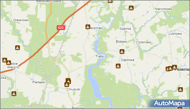 mapa Trąbki gmina Płoskinia, Trąbki gmina Płoskinia na mapie Targeo