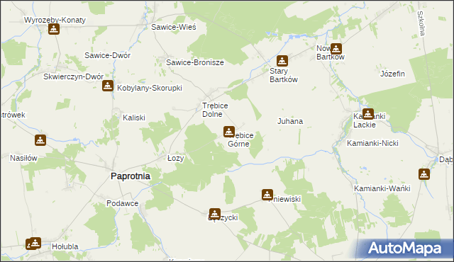 mapa Trębice Górne, Trębice Górne na mapie Targeo