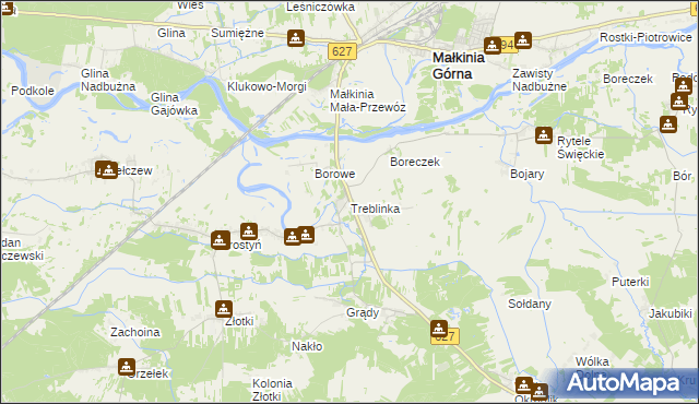 mapa Treblinka, Treblinka na mapie Targeo