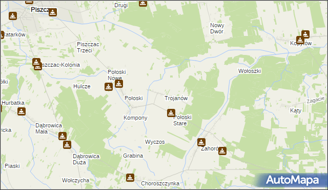 mapa Trojanów gmina Piszczac, Trojanów gmina Piszczac na mapie Targeo