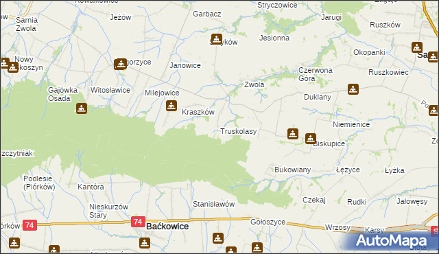 mapa Truskolasy gmina Sadowie, Truskolasy gmina Sadowie na mapie Targeo