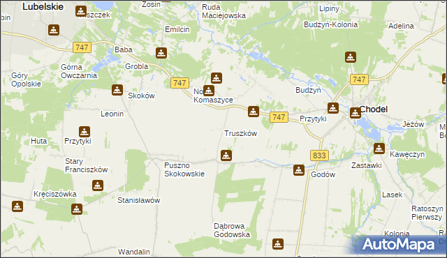mapa Truszków, Truszków na mapie Targeo