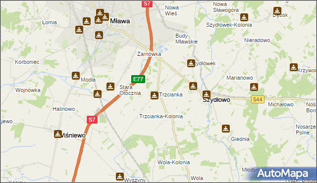 mapa Trzcianka gmina Szydłowo, Trzcianka gmina Szydłowo na mapie Targeo