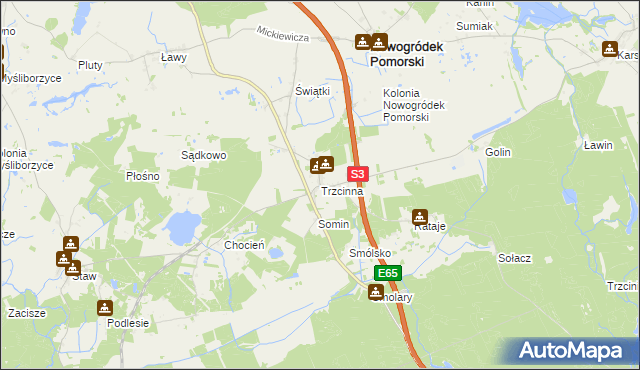 mapa Trzcinna, Trzcinna na mapie Targeo