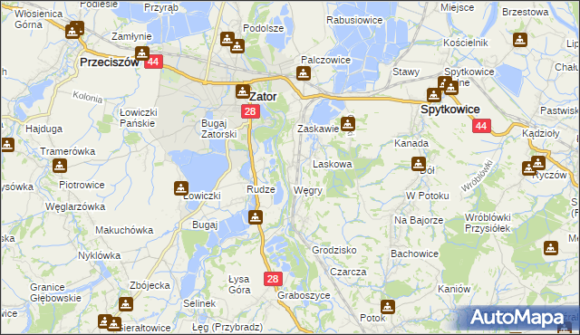 mapa Trzebieńczyce, Trzebieńczyce na mapie Targeo