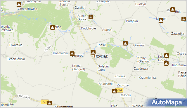 mapa Trzyciąż, Trzyciąż na mapie Targeo