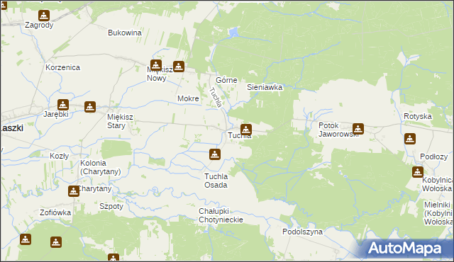 mapa Tuchla, Tuchla na mapie Targeo