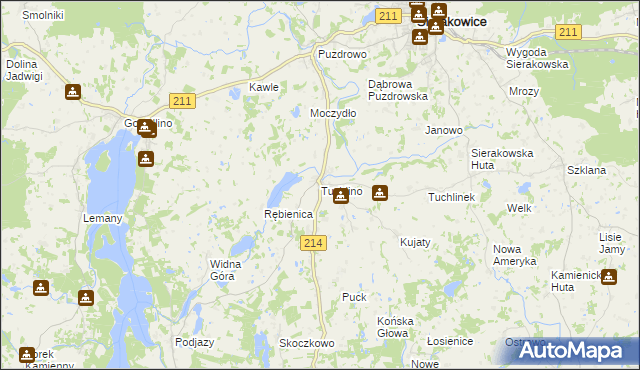 mapa Tuchlino, Tuchlino na mapie Targeo