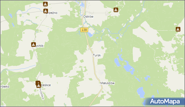 mapa Tursk gmina Sulęcin, Tursk gmina Sulęcin na mapie Targeo