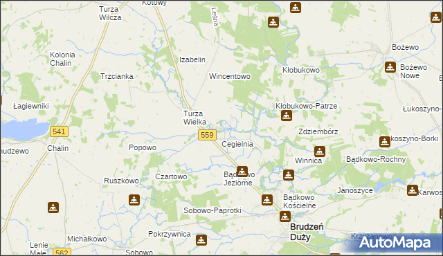 mapa Turza Mała gmina Brudzeń Duży, Turza Mała gmina Brudzeń Duży na mapie Targeo