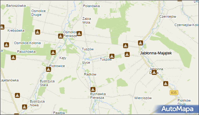 mapa Tuszów, Tuszów na mapie Targeo