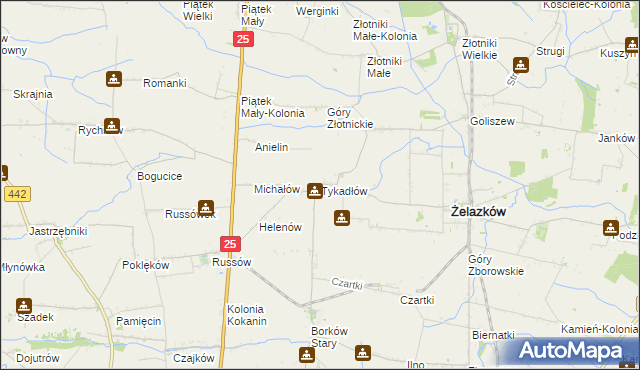 mapa Tykadłów, Tykadłów na mapie Targeo