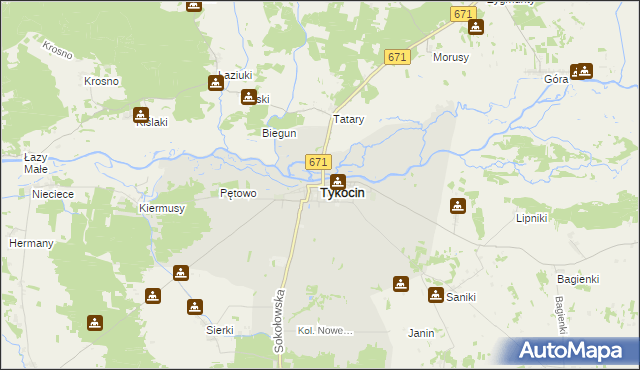 mapa Tykocin, Tykocin na mapie Targeo