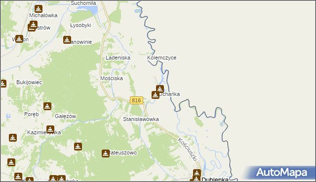 mapa Uchańka, Uchańka na mapie Targeo