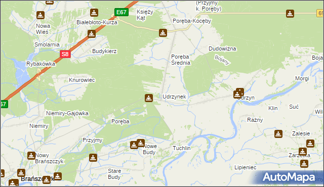 mapa Udrzynek, Udrzynek na mapie Targeo