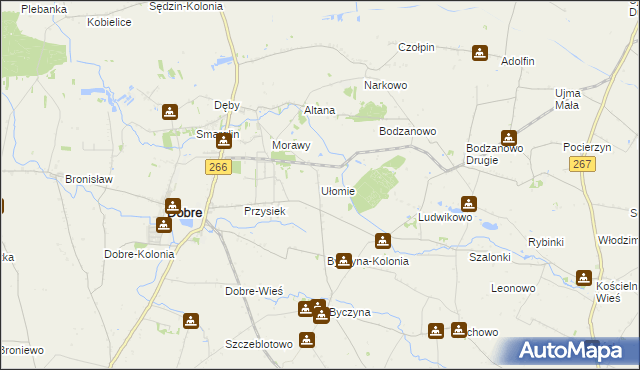 mapa Ułomie, Ułomie na mapie Targeo