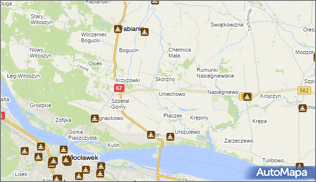 mapa Uniechowo, Uniechowo na mapie Targeo