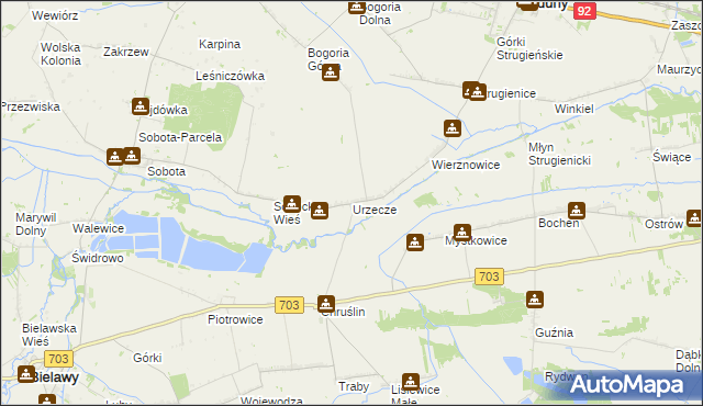 mapa Urzecze gmina Zduny, Urzecze gmina Zduny na mapie Targeo