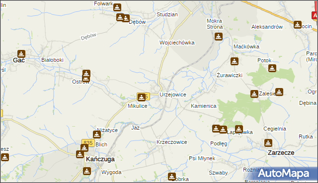 mapa Urzejowice, Urzejowice na mapie Targeo