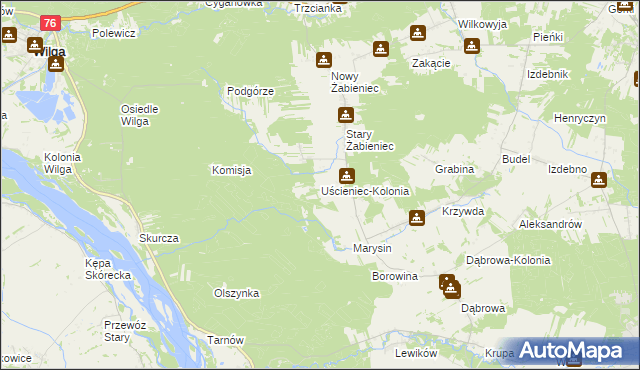 mapa Uścieniec-Kolonia, Uścieniec-Kolonia na mapie Targeo