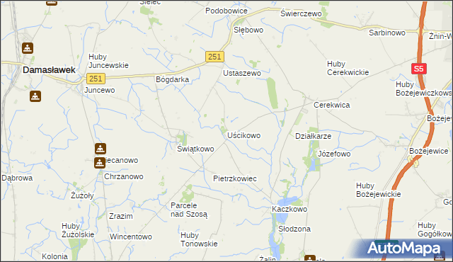 mapa Uścikowo gmina Żnin, Uścikowo gmina Żnin na mapie Targeo