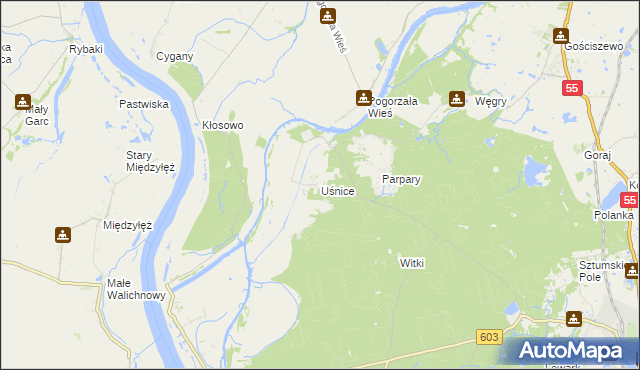 mapa Uśnice, Uśnice na mapie Targeo