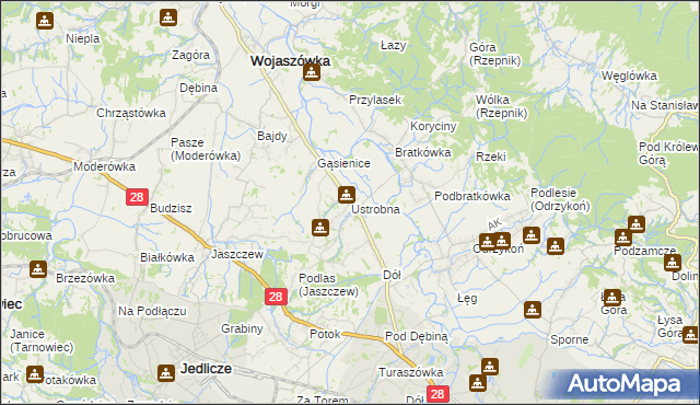 mapa Ustrobna, Ustrobna na mapie Targeo