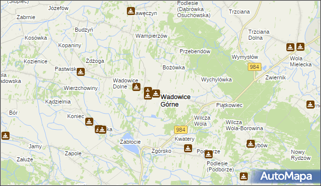 mapa Wadowice Górne, Wadowice Górne na mapie Targeo