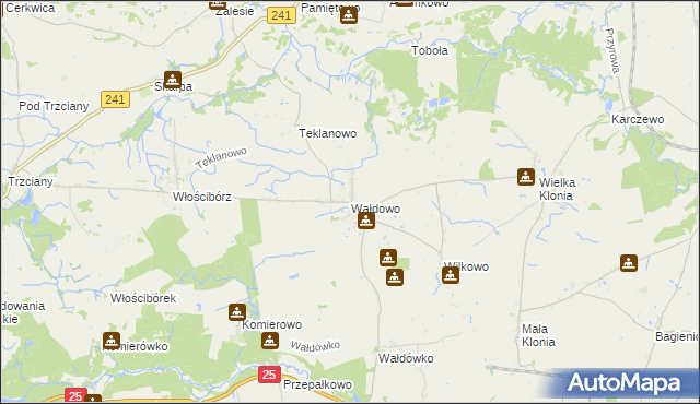 mapa Wałdowo gmina Sępólno Krajeńskie, Wałdowo gmina Sępólno Krajeńskie na mapie Targeo