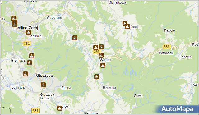 mapa Walim powiat wałbrzyski, Walim powiat wałbrzyski na mapie Targeo