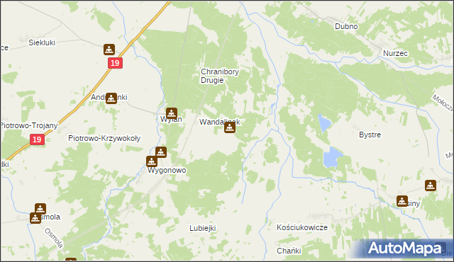 mapa Wandalin gmina Boćki, Wandalin gmina Boćki na mapie Targeo