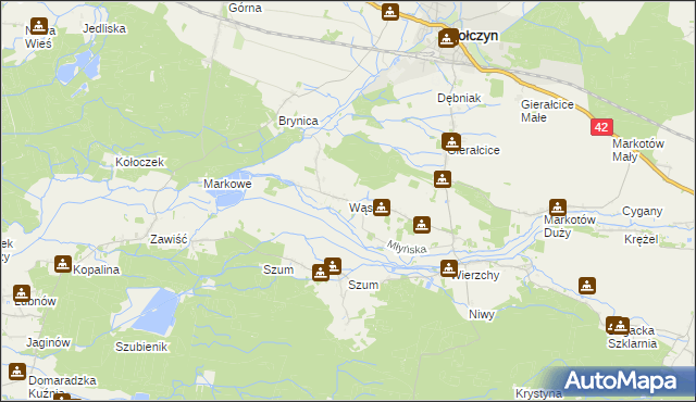 mapa Wąsice, Wąsice na mapie Targeo