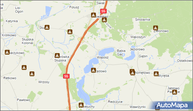 mapa Wąsosz gmina Szubin, Wąsosz gmina Szubin na mapie Targeo