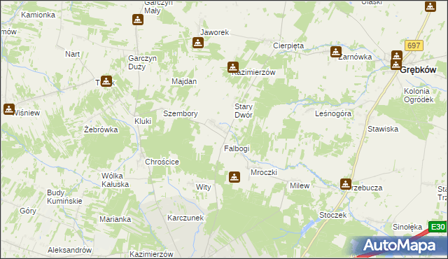mapa Wąsy, Wąsy na mapie Targeo
