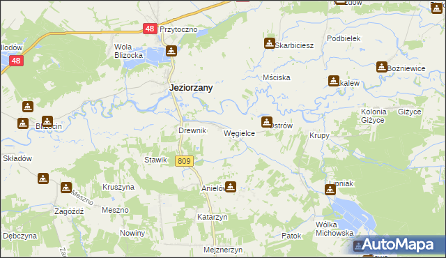 mapa Węgielce, Węgielce na mapie Targeo