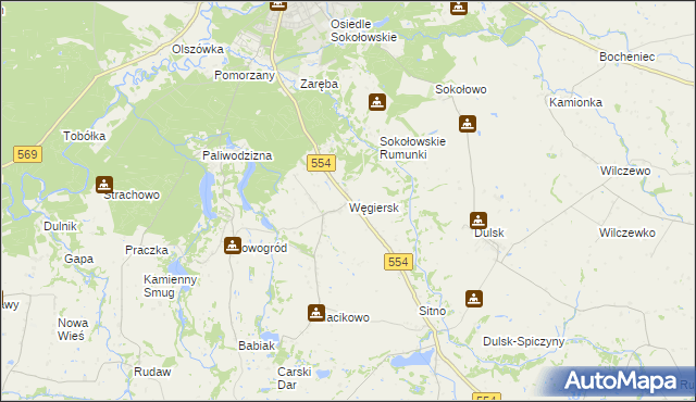 mapa Węgiersk, Węgiersk na mapie Targeo