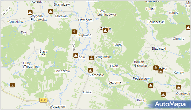 mapa Węglewice gmina Galewice, Węglewice gmina Galewice na mapie Targeo