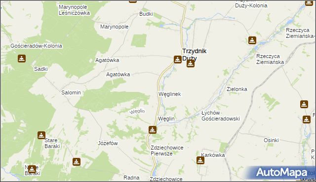 mapa Węglinek gmina Trzydnik Duży, Węglinek gmina Trzydnik Duży na mapie Targeo
