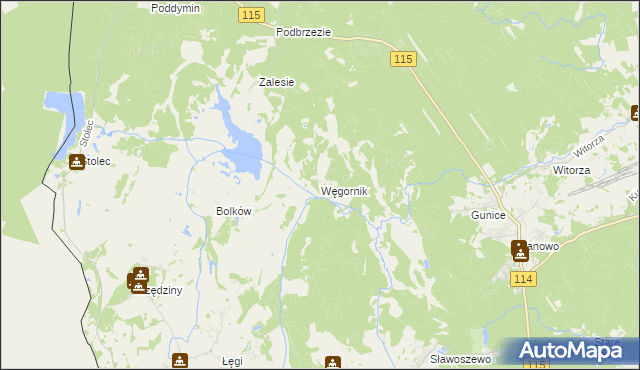 mapa Węgornik, Węgornik na mapie Targeo