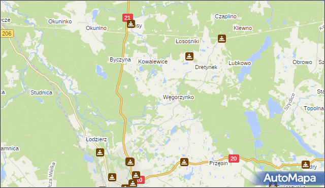 mapa Węgorzynko, Węgorzynko na mapie Targeo