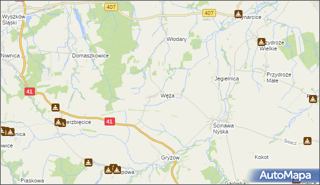 mapa Węża, Węża na mapie Targeo