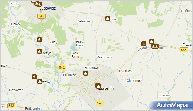 mapa Wiadrowo, Wiadrowo na mapie Targeo