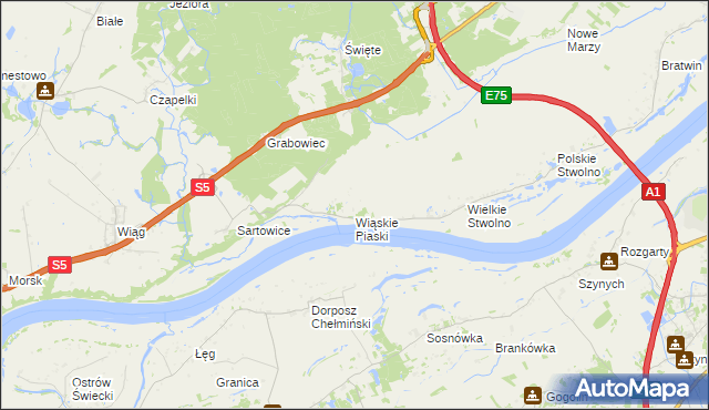 mapa Wiąskie Piaski, Wiąskie Piaski na mapie Targeo