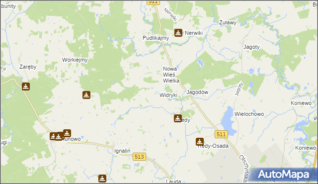 mapa Widryki, Widryki na mapie Targeo