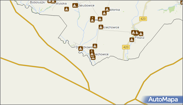 mapa Wiechowice, Wiechowice na mapie Targeo