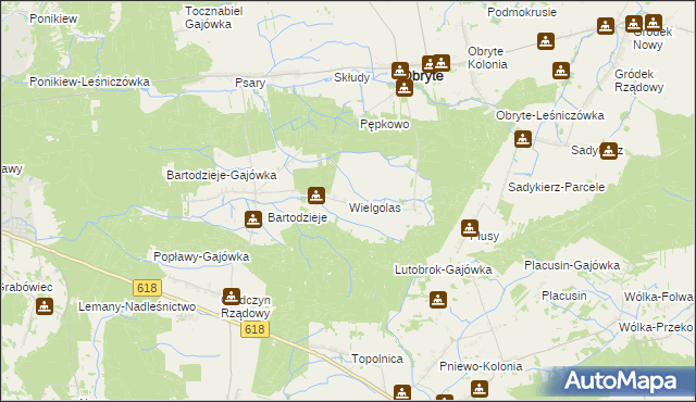 mapa Wielgolas gmina Obryte, Wielgolas gmina Obryte na mapie Targeo