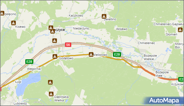 mapa Wielistowo, Wielistowo na mapie Targeo